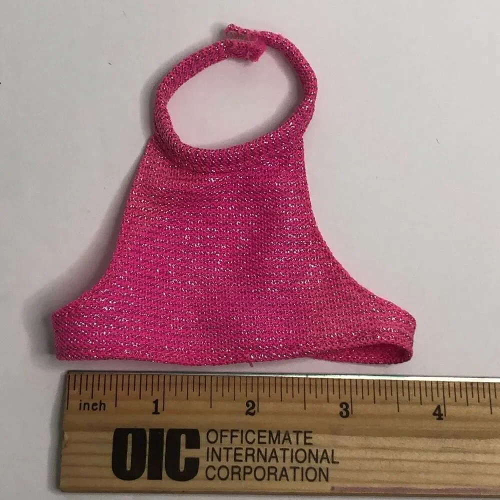 larger doll top pink metallic halter top‎ for dolls no brand 3.5 inches